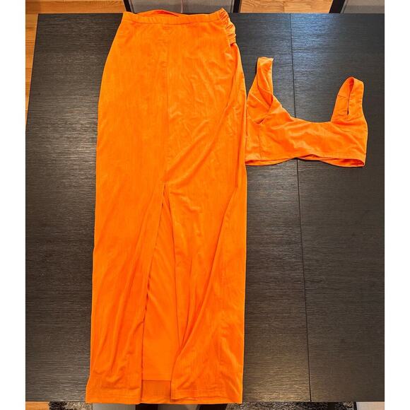 Superdown Joana Maxi Skirt Set in Tangerine Orange size Small - Picture 5 of 9